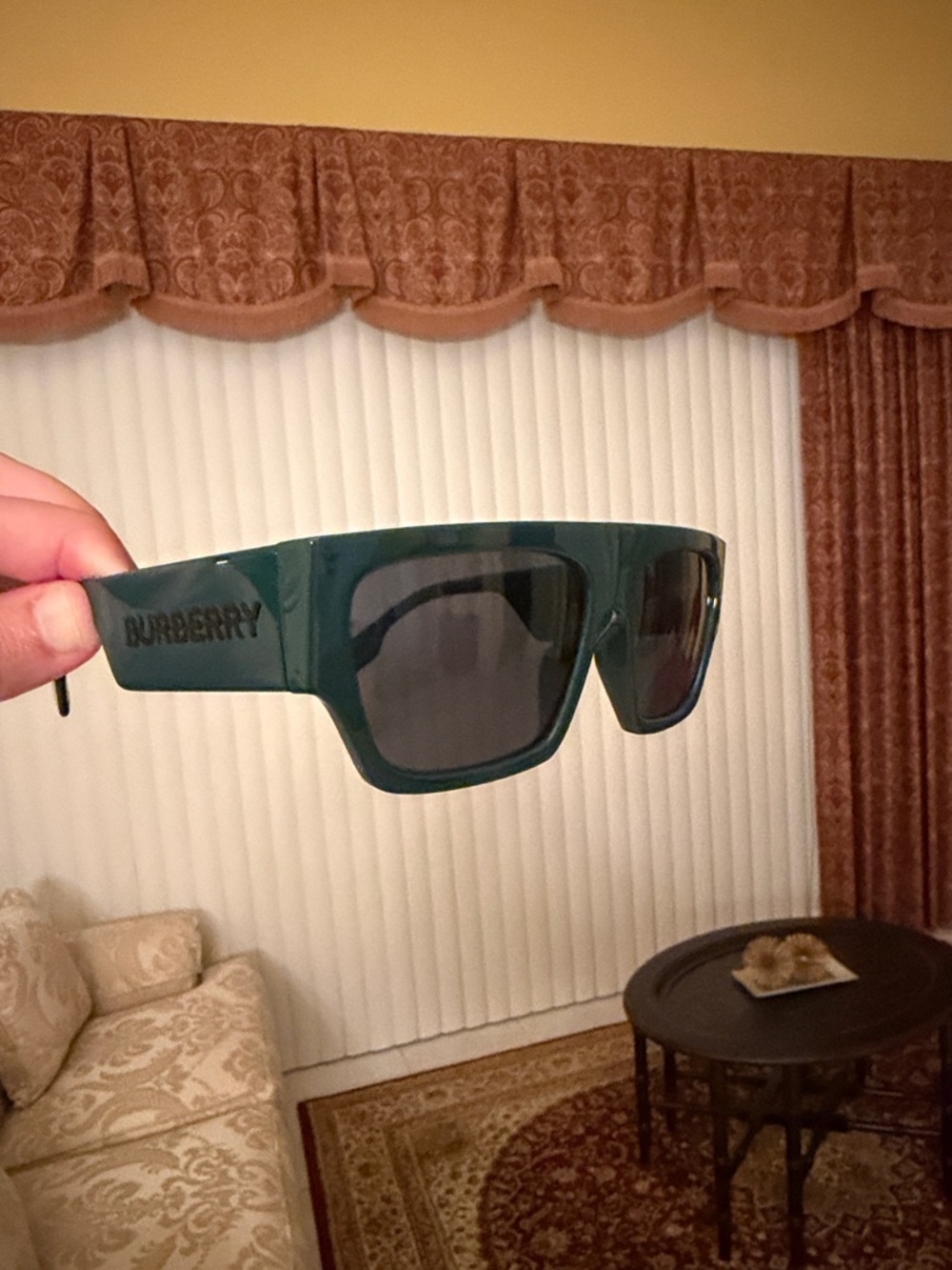 Burberry green men’s Rectangular Logo Sunglasses